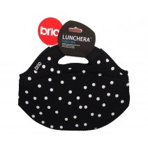 Lunchera Brio Neopreno 30x36cm Extra Grande Negra con lunares