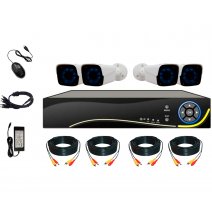 Kit Seguridad OFXPRO Dvr 4 HD + 4 Camaras Metlicas Ext 1mp