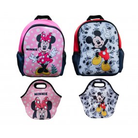 Kit Mochila + Lunchera Infantil Brio Neopreno Disney Mickey Minnie