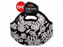 Lunchera Brio Neopreno 30x36cm Extra Grande Negra con Flores